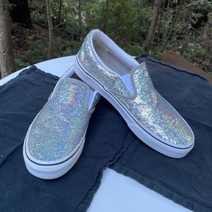 VANS boucle sequins classic slip on sneakers. Only worn once. No box.